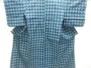 アンティーク　木綿備後絣抽象模様単衣着物